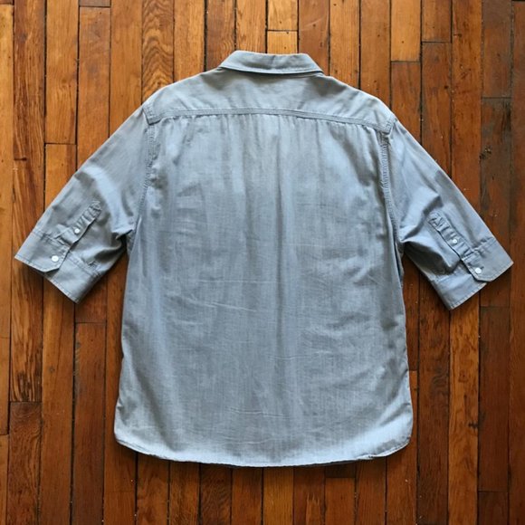AllSaints Spital Fields Men's Light Grey 3/4 Sleeve Button Down Shirt. - Picture 3 of 4